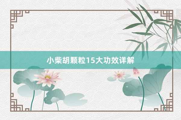 小柴胡颗粒15大功效详解